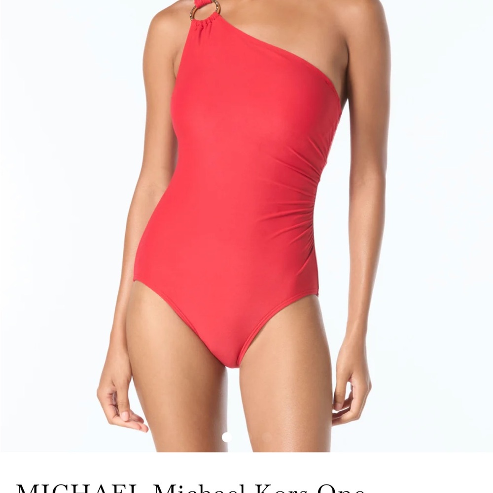 Michael Kors Red One-Shoulder One-Piece Swimsuit